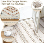 BESTSWEETIE 4x6 Area Rugs for Living Room Washable Moroccan Farmhouse Neutral Geometric Low Pile Non-Slip Soft Print Pattern Rug for Bedroom Kitchen Dining Room Entryway Cream/Brown/Pink