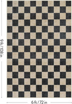LIVEBOX Machine Washable Area Rug 6x9 Checkered, Non Slip Soft Large Bedroom Living Room Rug Farmhouse Neutral Classic Geometric Boys Rug, Indoor Carpet for Den Dorm Playroom(Black,6'x9')
