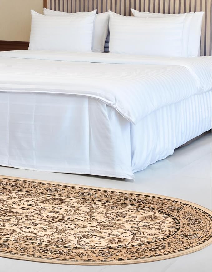 Unique Loom Sialk Hill Collection Area Rug - Washington (3' 3" x 5' 3" Oval Ivory/Black)