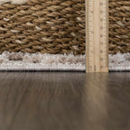 Hauteloom Poydras Farmhouse Living Room Bedroom Modern Moroccan Area Rug - Soft Shaggy High Low Carpet - High Pile - Bohemian, Boho - Gray, Beige, Cream - 6'7" x 9'