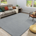Amearea Large Modern Area Rugs for Bedroom Living Room, 8x10 Feet Grey Thickened Memory Foam Rug, Fluffy Indoor Washable Rugs Non Slip Minimalist Carpet for Boys Girls Dorm Nursery Room Decor