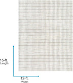 Livabliss x Our PNW Home Cascade Minimalist Striped Area Rug, 12' x 15', Ivory/Light Brown