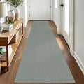 EARTHALL Washable Runner Rug 2x8 Ft Non Slip Runners for Hallways Cotton Rubber Backed Kitchen Runner Braided Indoor Floor Carpet Runners for Entryway, Hallway, Kitchen, Bedroom, Green/Grey