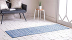 Unique Loom Outdoor Trellis Collection Area Rug - Tribal Trellis (2' x 6' 1" Runner, Blue/ Ivory)