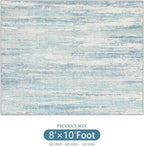 MUJOO 8x10 Area Rugs,Washable Rugs for Living Room Bedroom Dining Room,Modern Abstract Large Non Slip Carpet Indoor,Low Pile Throw Rug Accent Neutral Blue
