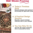Well Woven Barclay Collection Medallion Kashan Black 8x10 Area Rug - for Living Room, Bedroom, and Dining Room