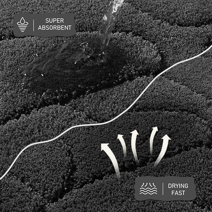 Large Dog Door Mat for Muddy Paws, 32x47 Absorbent Dirt Trapper Long Door Mat, Non-Slip Washable Mud Mat for Dogs, Polyester Microfiber Soft Pet Rug Mat for Entryway, Mud Dog Paws, Patio (Charcoal)