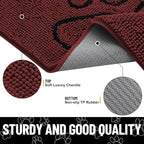 Smiry Dog Door Mat for Muddy Paws, Absorbent Dirt Trapper Non Slip Quick Dry Washable Chenille Mat for Mud Dogs, Entry Rug for Indoor and Outdoor (48x30 Inches, Caramel Russet and Black