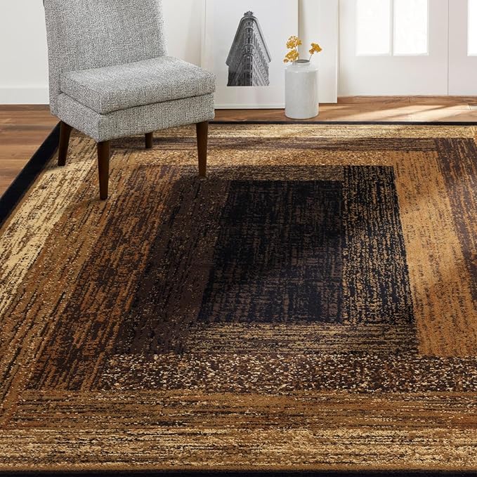 Home Dynamix Royalty Vega Contemporary Geometric Area Rug, Black/Beige, 7'8"x10'4"