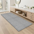 Grey Bathroom Rugs 24"x48"Non Slip Braided Bath Mat for Bathroom Floor Washable Boho Luxury Bath Rug for Tub Soft Vintage Absorbent Shower Sink Mat