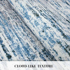 Modern Abstract Runner Rug 2x10, Grey Blue White Washable Long Kitchen Runner Non-Slip Soft Hallway Rug Runner Thin Print Faux Wool Carpet for Entryway Bedroom Laundry Room Indoor Home Decor