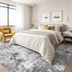 5x7 Area Rugs Living Room: Machine Washable Large Abstract Modern Soft Rug Stain Resistant Indoor Floor Non Slip Accent Carpet for Bedroom Nursery Playroom Dining Room Office Dorm Home- Black Grey