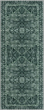 KOZYFLY Runners for Hallways 2x6 Ft Washable Kitchen Runner Rug Boho Runner Rug for Entryway Indoor Printed Oriental Faux Wool Floor Carpet Runner for Bedroom Kitchen Hall, Dark Green
