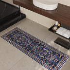 Rugcomf Runner Rug Washable Kitchen Runner 2'x 6'Runner Rug Floral Non-Slip for Entryway Indoor Soft Carpet Runner for Hallways, Kitchen, Laundry, Bedroom, Bathroom(Blue)