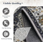 Area Rug 6x9 Washable Rug, Vintage Boho Medallion Rugs Non-Slip Soft Low Pile Large Distressed Rug Indoor Retro Carpet for Living Room Bedroom Dining Room Home Office (Vintage Black, 6'x9')