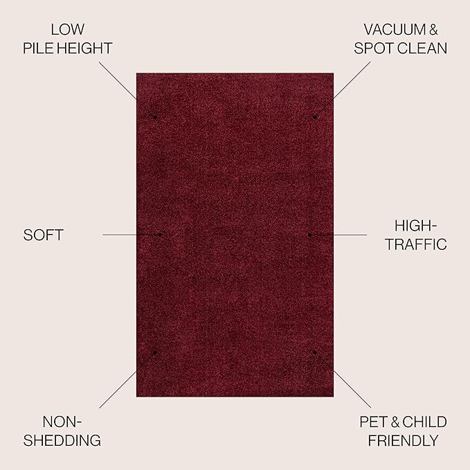 JONATHAN Y Haze Solid Low-Pile Dark Red 8' Round Indoor Area Rug, Coastal,Bohemian,Minimalist,Classic, Easy-Cleaning for Living Room,Bedroom,Kitchen,Pet Friendly,Non-Shedding (SEU100Q-8R)