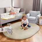 Ophanie 4x6 Oval Ivory Rugs for Bedroom Living Room, Fluffy Fuzzy Furry Carpet, Plush Soft Shaggy Bedside Indoor Floor Area Rug for Kids Girls Boys Baby Teen Dorm Nursery Home Decor Aesthetic
