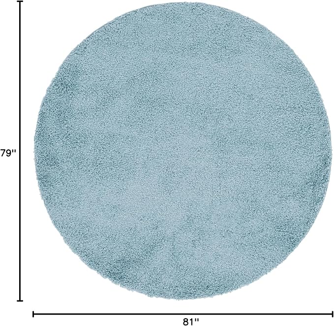Unique Loom Davos Shag Collection Area Rug - Solid (6' 7" Round, Aqua)