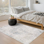 Washable Light Blue Rugs for Entryway Indoor - 3x5 Throw Rug for Large Kitchen, Bedroom Bedside, Bathroom, Mudroom, Mordern Abstract Medallion Aqua Décor, Non Slip Low Pile Fade Resistant