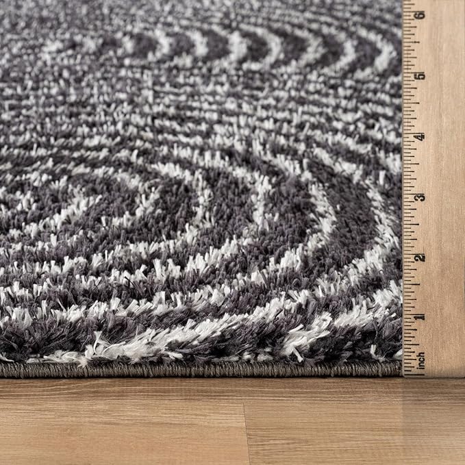 Rugshop Circles Arch Shag Area Rug Anthracite Dark Gray 5' x 7' Great for Bedrooms, Living Rooms, or Under Coffee Tables
