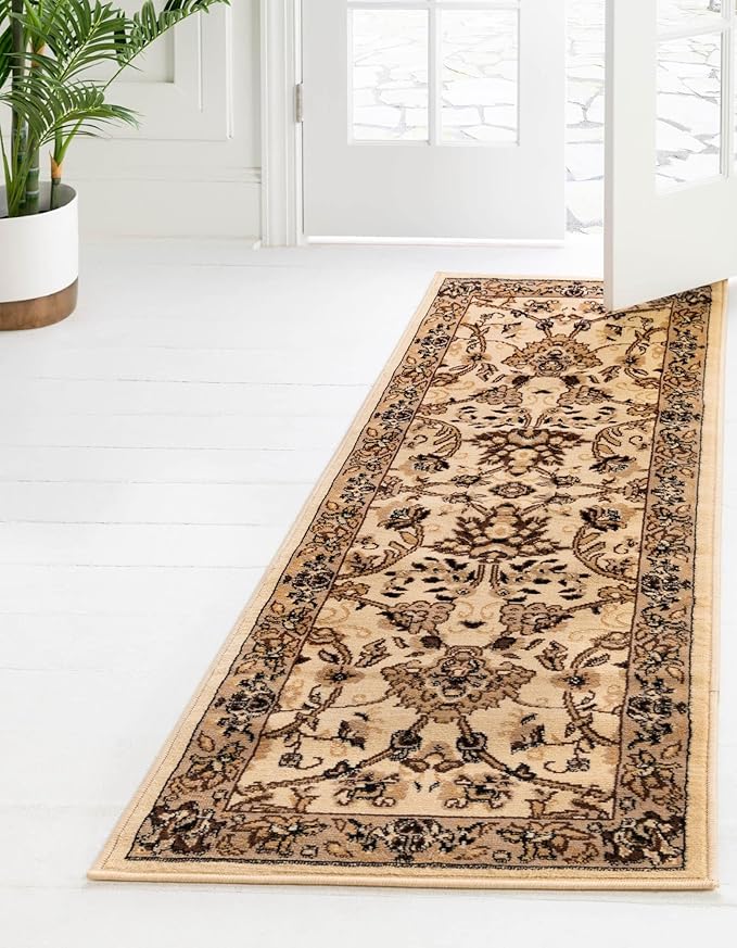 Unique Loom Sialk Hill Collection Area Rug - Washington (2' 7" x 13' 1" Runner Ivory/Black)