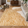 YIHOUSE Orange Rug for Living Room, 6×9 Modern Abstract Area Rug, Geometric Contemporary Wave Striped Rugs for Playroom Nursery, Washable Nonslip Large Rug for Bedroom Dining Room