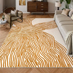 YIHOUSE Orange Rug for Living Room, 8×10 Modern Abstract Area Rug, Geometric Contemporary Wave Striped Rugs for Playroom Nursery, Washable Nonslip Large Rug for Bedroom Dining Room