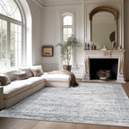 Area Rugs 4x6 for Living Room, Vintage Washable Rugs for Dining Room, Kitchen, Non-Slip Area Rug Grey