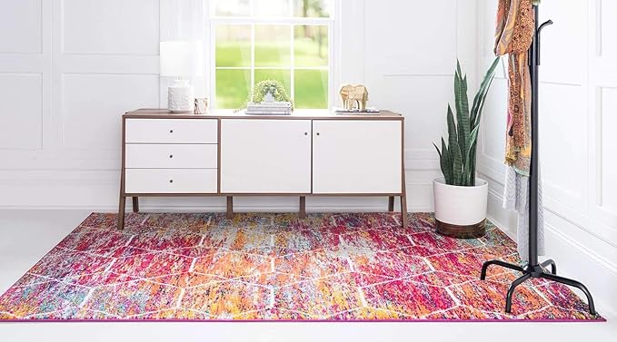Unique Loom Trellis Frieze Collection Area Rug - Geometric (7' x 10', Multi/ Ivory)
