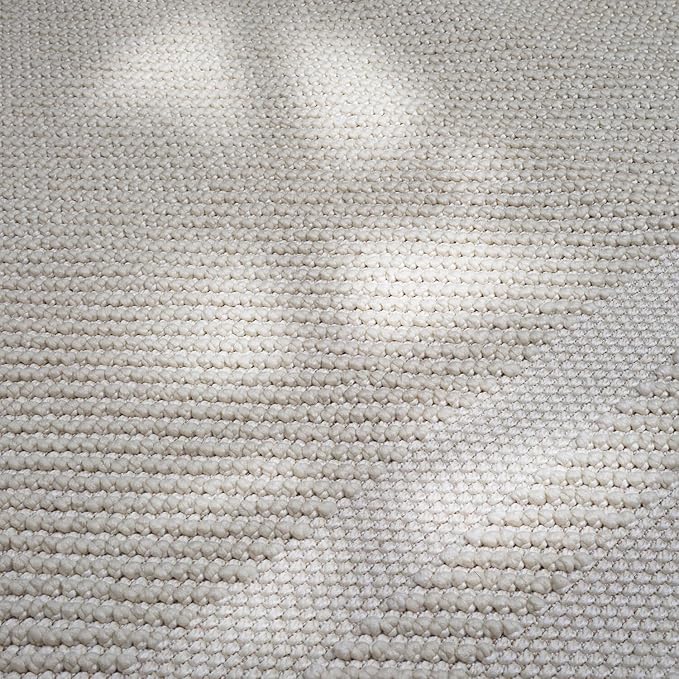 CAMILSON Micro Loop Rug 6x9 Modern Luxury Bordered Area Rugs Soft High and Low Pile Stain Resistant Easy-Cleaning Non-Shedding for Living Room Office Indoor Carpet (6 x 9 / White)