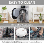 Easy-Going Area Rug 2x3 Washable Medallion Distressed Entryway Rugs Front Door Mat Indoor Entrance Non-Slip Vintage Retro Small Entry Rug for Bedroom Kitchen Bathroom Lightweight Carpet, Teal Brick