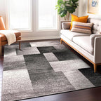 Rugshop Gray Modern Distressed Boxes Area Rug, Cozy Non-Shedding Pile for Living Room, Bedroom and Dining Area, 5' x 7'