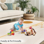 Boho Sun Area Rugs 5x6ft, Minimalist Sunburst Rugs for Kids Bedroom, Geometric Solar Office Rug Low Pile are Not Stumbling Foot for Living Room End Table Nursery