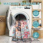 WILLSUN Washable Area Rugs, 2x3 Non-Slip Boho Small Area Rugs for Entryway, Kitchen, Bathroom, Machine Washable Vintage Rug, Indoor Floral Print Carpet for Home Decor, Kid & Pet Friendly Mat