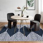 HelloTree Area Rug for Living Room 6x9 Washable Geometric Moroccan Rug Stripe Farmhouse Bohemian Minimalistic Non Slip Non Shedding Ultra Thin Soft Rug for Bedroom Office DiningRoom Nursery-Blue