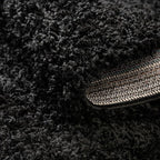 Unique Loom Solid Shag Collection Area Rug (7' 10" x 10' Oval, Jet Black)