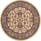 Unique Loom Sialk Hill Collection Area Rug - Washington (4' 1" Round Ivory/Black)