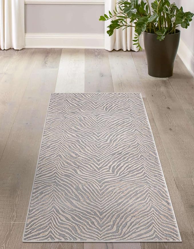 Unique Loom Finsbury Collection Area Rug - Meghan (2' x 6' 1" Runner, Gray and Ivory)