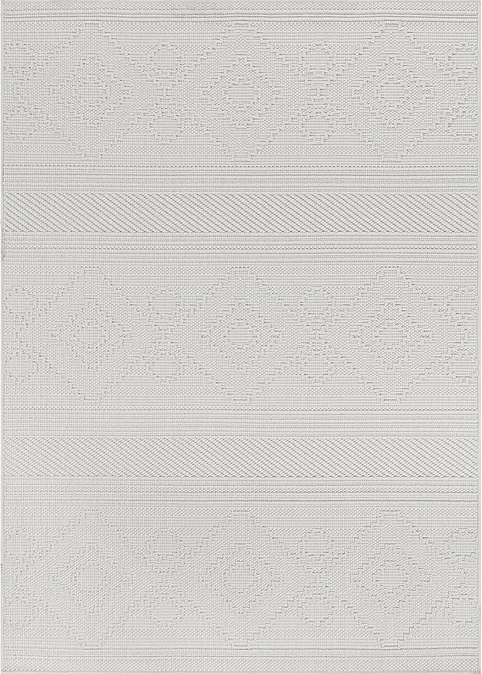 Beverly Rug Micro Loop Large Area Rug White 10x14 Modern Luxury Boho Geometric Durable Indoor Area Rugs for Living Dining Room Office Stain Resistant Non Shedding Casual Indoor Carpet White 10 x 14
