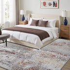 Toneed Abstract Area Rug Modern Washable Rug Soft Non Slip Rug Low Pile for Bedroom Living Room Dining Room Taupe Grey Brown 9x11 Feet