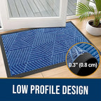 Kitinjoy Front Door Mat Outside Entrance, Sturdy Natural Dirt Trapper, Heavy Duty Rubber Doormat, Low Profile Non-Slip Backing, Easy Clean Floor Mat for Indoor Outdoor Entry, 47X32 Inch, Blue