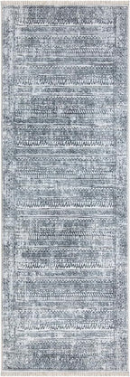 Bloom Rugs Caria Washable Non-Slip 12 ft Runner - Ivory/Black Geometric Runner for Entryway, Hallway, Bathroom, and Kitchen - Exact Size: 2'6" x 12'