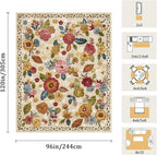8x10 Machine Washable Area Rug for Living Room, Beige Vintage Boho Floral Rug Large Non-Slip Low Pile Soft Faux Wool Carpet, Kids and Pets Friendly for Bedroom Dining Room Farmhouse Home Decor Rug