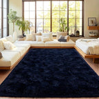 Area Rugs for Living Room, Soft Shaggy Carpets for Living Room, Fuzzy Rugs for Kids' Room, Perfect Decor for Modern Home Navy Blue 9x12 Feet