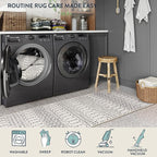 Lahome Moroccan Runners for Hallways 2x8 Beige Washable Runner Rug Non-Slip Stain Resistant Kitchen Rug Runner, Geometric Print Distressed Soft Untra- Thin Floor Carpet for Bedroom Entryway