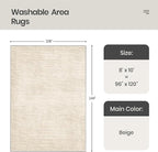 Valenrug Washable Rugs 8x10 - Non Slip 8x10 Area Rugs for Living Room, Stain Resistant Area Rugs for Bedroom, Foldable Machine Washable Area Rug(8'x10', Beige)