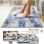 Washable Abstract Rug, 2x3 Small Modern Area Rugs with Non-Slip Rubber Backed for Kitchen, Thin but Soft Throw Carpet Bedroom Entryway Front Door Decor, Midnight Blue