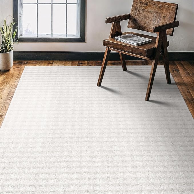 CAMILSON Modern White Non Slip Rug 3x5 Ultra Soft High Pile Area Rugs Non Skid Rubber Backing Durable & Easy to Clean Carpet for Living Room Bedroom Kids Room Indoor Use (3 x 5 White)