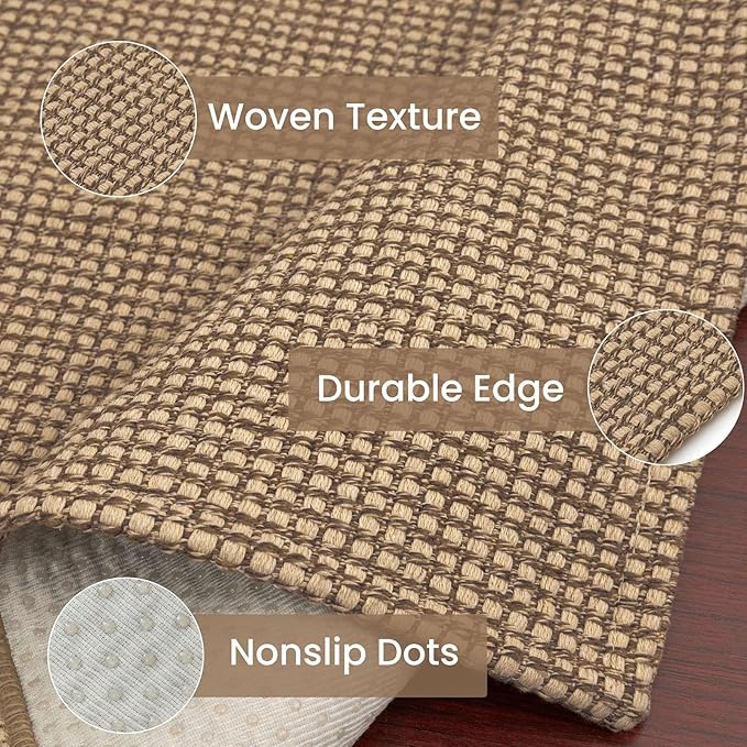 IOHOUZE Washable Exrea Long Hallway Runner Rug 2.6x18 Rubber Backed Kitchen Runner Entryway Runner Indoor, Woven Rugs Floor Carpet for Kitchen Hall Entryway Stair, Orange/Tan/Brown