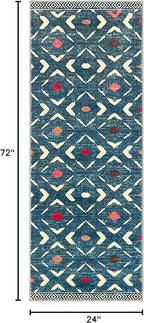KILOCOCO Kitchen Runner Rug 2x6 Washable Runner Rug Soft Hallway Runners Non Slip Printed Distressed Laundry Room Rugs, Low-Pile Runners for Entryway Bedroom Living Room, Teal/Blue